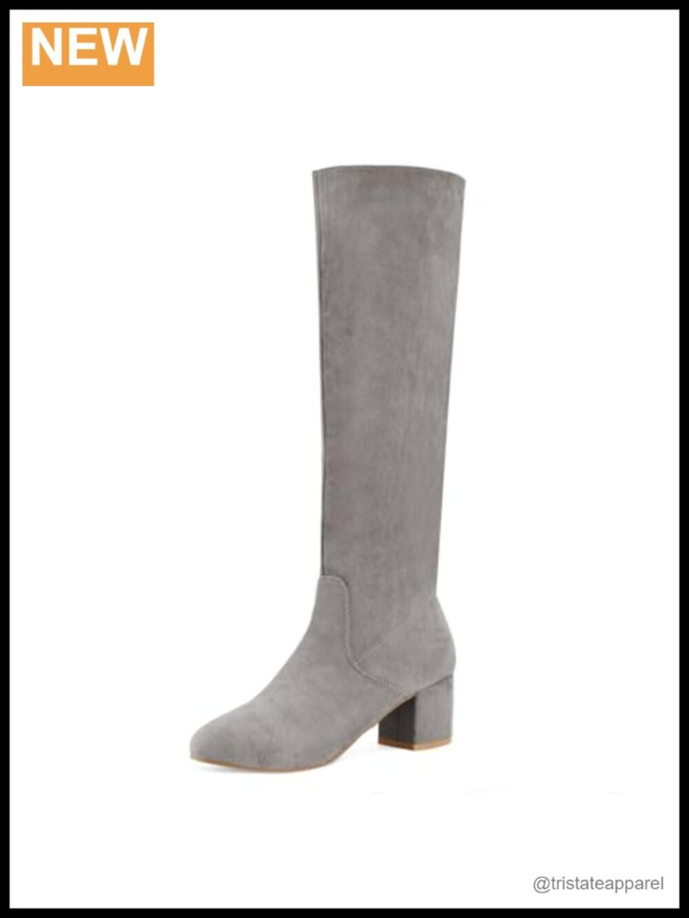 Women's Knee High Boots Chunky Block Heel Faux Suede Pull On